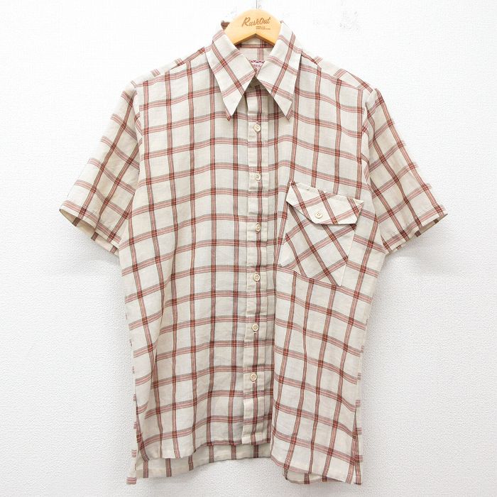 M★古着 マックレガー 半袖 シャツ メンズ 70年代 70s USA製 ベージュ系他 カーキ チェック 25jun23 中古 トップス