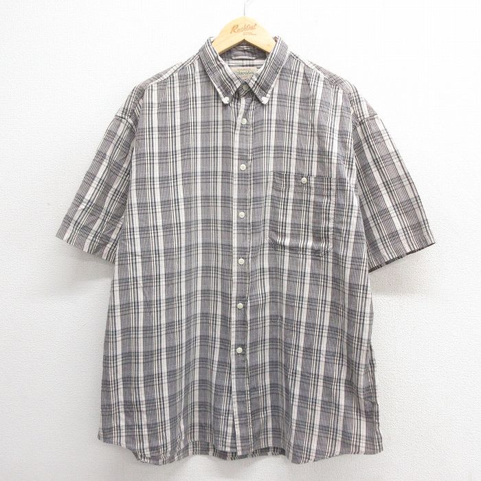 XL★古着 セントジョンズベイ 半袖 シャツ メンズ 00年代 00s コットン ボタンダウン グレー他 チェック 25jun24 中古 トップス