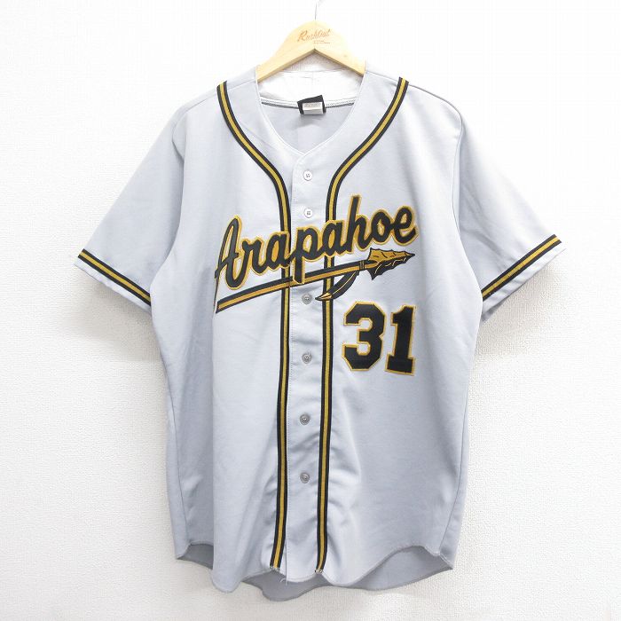 XL★古着 ウィルソン 半袖 ベースボール シャツ メンズ 90年代 90s Arapahoe USA製 グレー他 【spe】 25jun24 中古 トップス