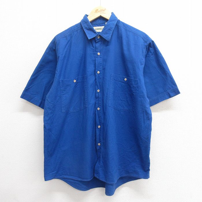 XL★古着 セントジョンズベイ 半袖 シャツ メンズ 90年代 90s コットン 青 ブルー 25jun24 中古 トップス