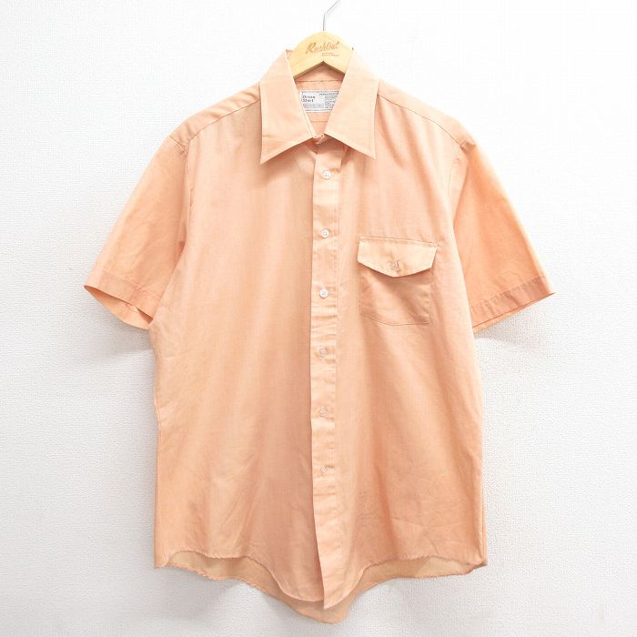 XL★古着 シアーズ 半袖 シャツ メンズ 80年代 80s 薄オレンジ 25jun24 中古 トップス