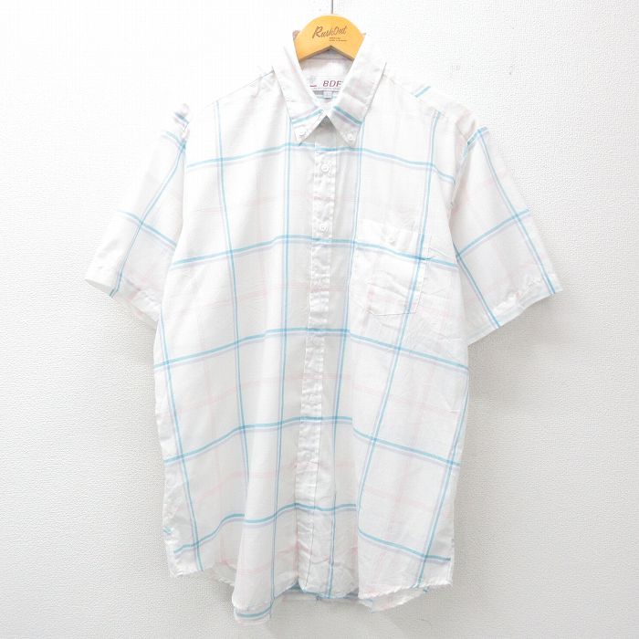 90s 半袖シャツ ホワイトチェック XL | 古着