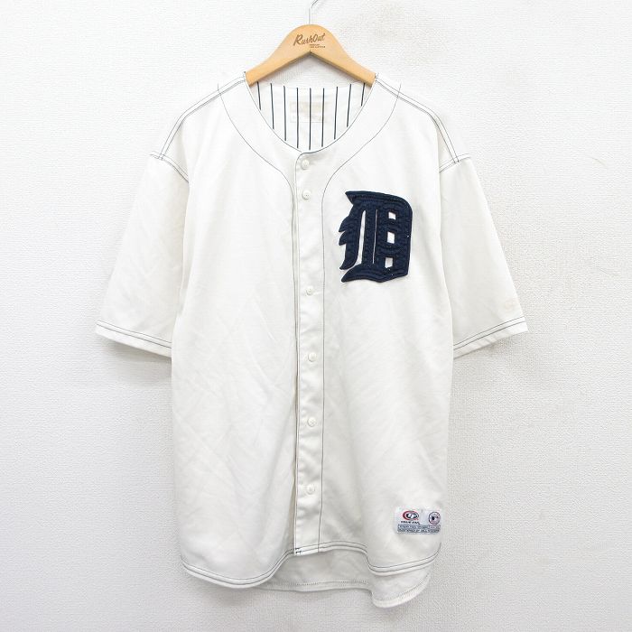 XL★古着 半袖 ベースボール シャツ メンズ MLB デトロイトタイガース 大きいサイズ 白 ホワイト メジャーリーグ 野球 25jun25 中古 トップス