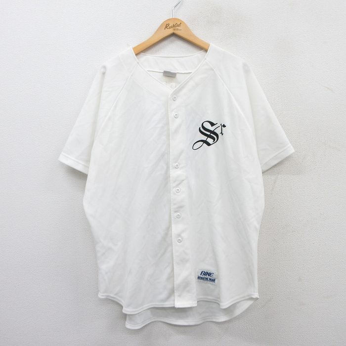 XL★古着 半袖 ベースボール シャツ メンズ 90年代 90s Sr 12 ラグラン 大きいサイズ USA製 白 ホワイト 25jun25 中古 トップス