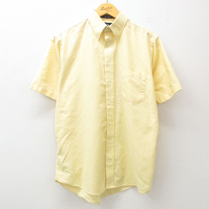 XL★古着 半袖 シャツ メンズ ボタンダウン 黄 イエロー 25jun26 中古 トップス
