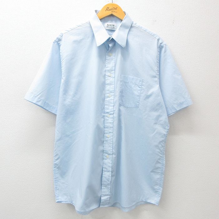 【50%OFF】XL★古着 アロー 半袖 シャツ メンズ 90年代 90s 薄紺 ネイビー 25jun26 中古 トップス