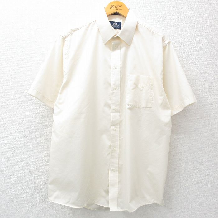 XL★古着 半袖 シャツ メンズ ロング丈 生成り 25jun26 中古 トップス