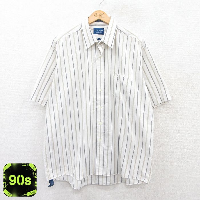 タウンクラフト 90s 半袖シャツ ホワイトストライプ XL | 古着