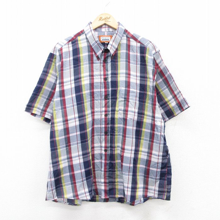 90s 半袖シャツ ネイビーチェック XL | 古着