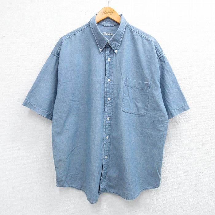XL★古着 セントジョンズベイ 半袖 シャツ メンズ 大きいサイズ コットン ボタンダウン 薄紺 ネイビー 25jun28 中古 トップス