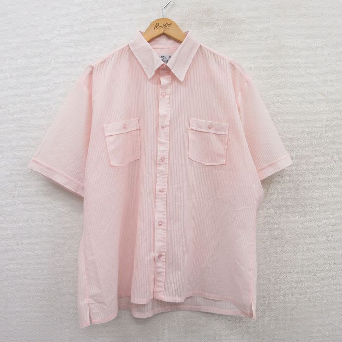 XL★古着 半袖 シャツ メンズ 90年代 90s 大きいサイズ ピンク系 25jun28 中古 トップス