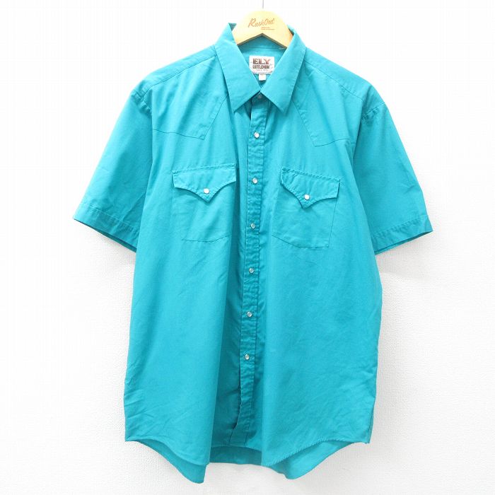 ELY 90s 半袖ウエスタンシャツ グリーン XL | 古着