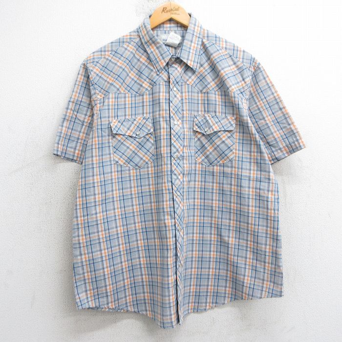 ラングラー 半袖ウエスタンシャツ グレーチェック XL | 古着