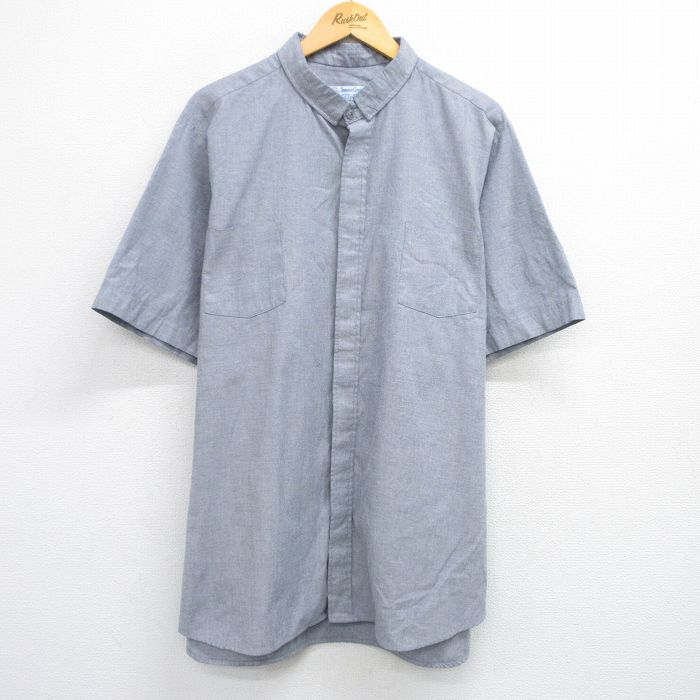 XL★古着 半袖 シャツ メンズ 90年代 90s オックスフォード 大きいサイズ ロング丈 USA製 グレー系 25jul02 中古 トップス