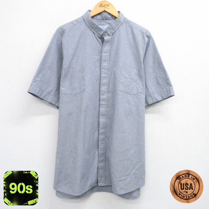 【50%OFF】90s 半袖シャツ オックスフォード グレー XL | 古着