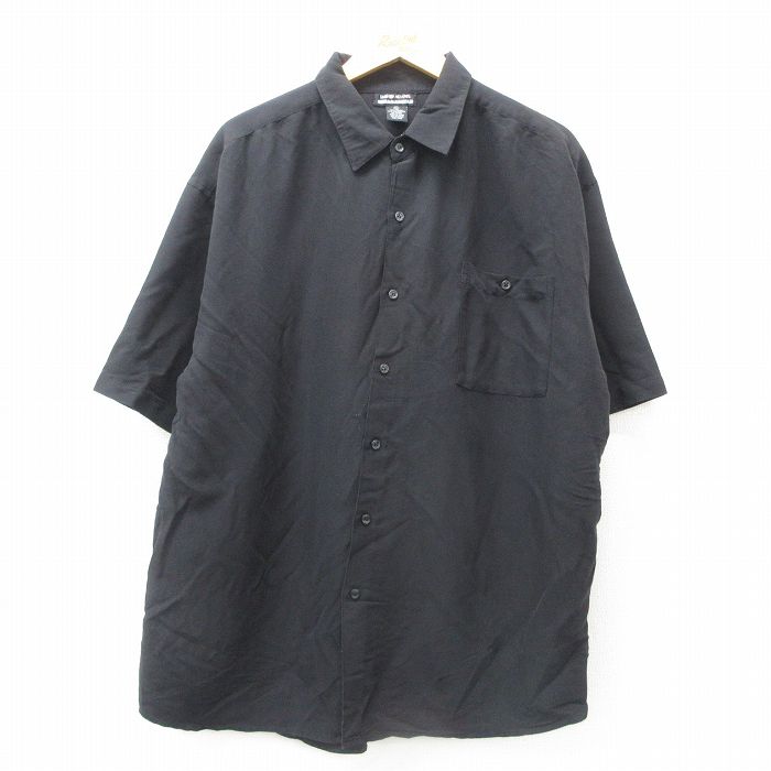 XL★古着 半袖 シャツ メンズ 00年代 00s 大きいサイズ レーヨン 黒 ブラック 25jul02 中古 トップス