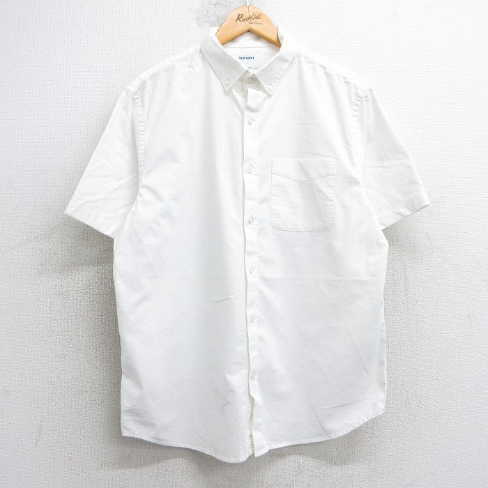 L★古着 オールドネイビー OLD NAVY 半袖 シャツ メンズ オックスフォード ボタンダウン 白 ホワイト 25jul02 中古 トップス