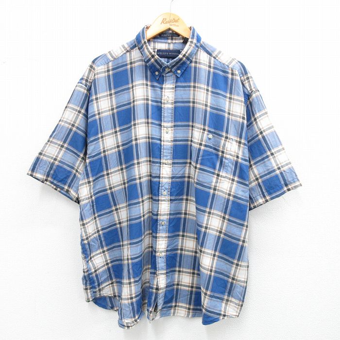 90s 半袖シャツ ブルーチェック XL | 古着