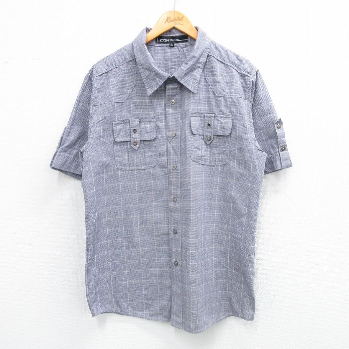 L★古着 半袖 シャツ メンズ グレー系他 チェック 25jul03 中古 トップス