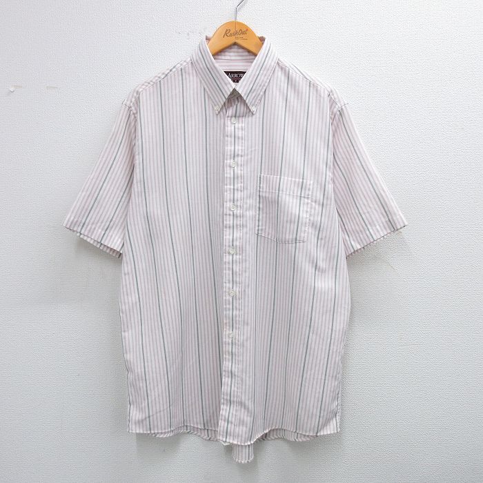 アロー 90s 半袖シャツ ホワイトストライプ XL | 古着