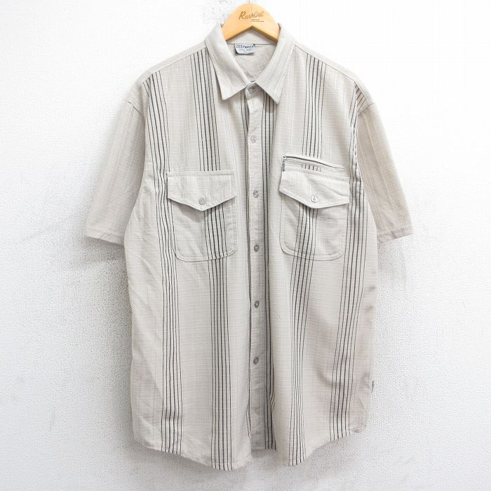 L★古着 半袖 シャツ メンズ ベージュ他 カーキ チェック 25jul04 中古 トップス