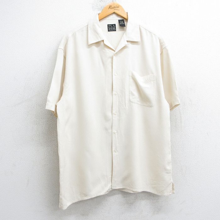 L★古着 JOS A BANK 半袖 シャツ メンズ シルク 開襟 オープンカラー 生成り 25jul04 中古 トップス