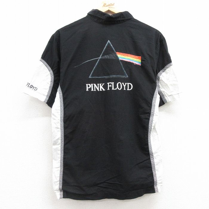 【50%OFF】M★古着 半袖 ロック バンド シャツ メンズ 00年代 00s ピンクフロイド 刺繍 コットン 黒 ブラック 【spe】 25jul04 中古 トップス