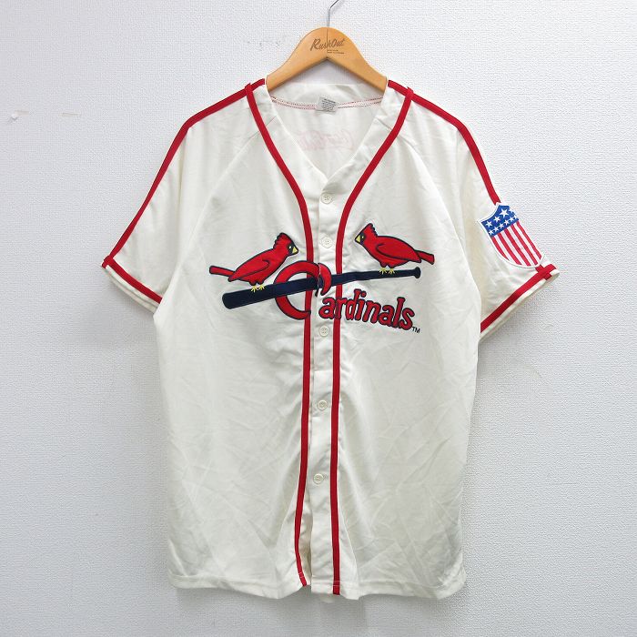XL★古着 半袖 ベースボール シャツ メンズ MLB セントルイスカージナルス コカコーラ ラグラン 生成り 25jul05 中古 トップス