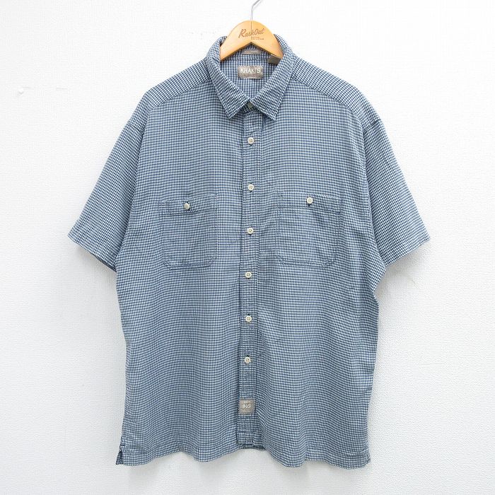 XL★古着 アロー 半袖 シャツ メンズ コットン 紺他 ネイビー チェック 25jul04 中古 トップス