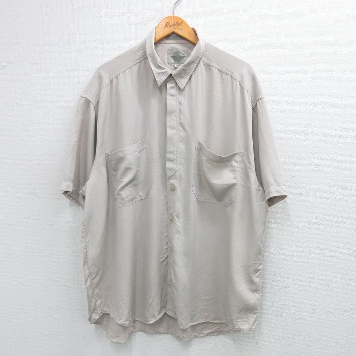 XL★古着 ドッカーズ 半袖 シャツ メンズ 90年代 90s 大きいサイズ レーヨン 薄グレー 【spe】 25jul04 中古 トップス