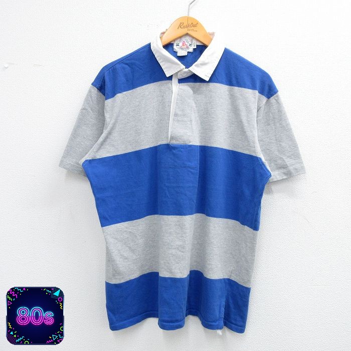【50%OFF】ノーティカ 80s 半袖ラガーシャツ グレーボーダー L | 古着