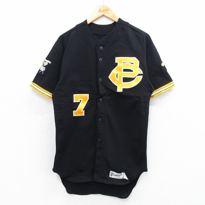 M★古着 半袖 ベースボール シャツ メンズ 90年代 90s PC 7 USA製 黒他 ブラック 25jul07 中古 トップス