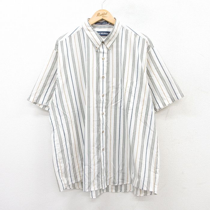バンヒューセン 90s 半袖シャツ ホワイトストライプ XL | 古着