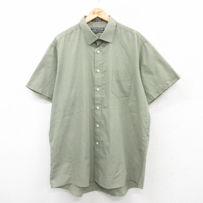 XL★古着 半袖 シャツ メンズ 90年代 90s 大きいサイズ ロング丈 薄緑 グリーン 25jul09 中古 トップス