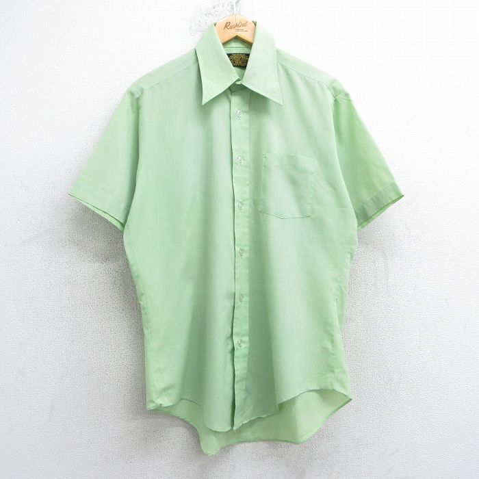 【50%OFF】L★古着 シアーズ 半袖 シャツ メンズ 80年代 80s 緑 グリーン 25jul09 中古 トップス