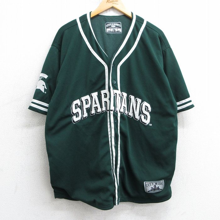 XL★古着 STEVE&BARRYS 半袖 ベースボール シャツ メンズ SPARTANS 緑他 グリーン 25jul10 中古 トップス