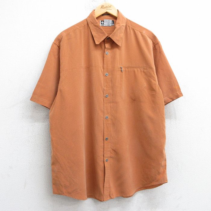 XL★古着 コロンビア COLUMBIA 半袖 シャツ メンズ XCO オレンジ他 チェック 25jul10 中古 トップス