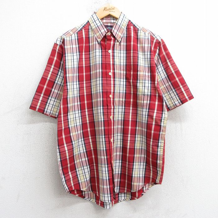 M★古着 ピューリタン 半袖 シャツ メンズ 00年代 00s ボタンダウン 赤他 レッド チェック 25jul10 中古 トップス