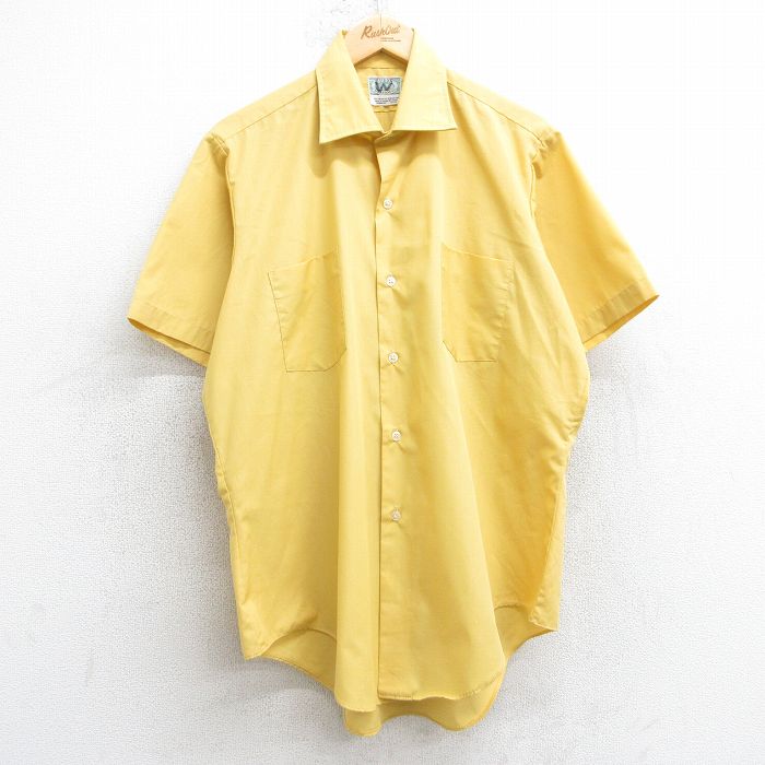 【50%OFF】XL★古着 半袖 シャツ メンズ 80年代 80s 黄色 イエロー 25jul10 中古 トップス