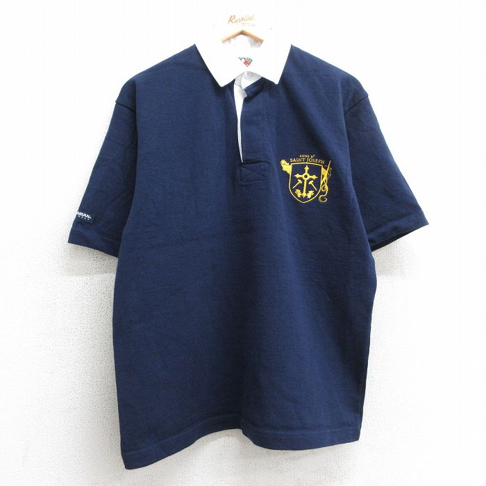 M★古着 バーバリアン 半袖 ラガー シャツ メンズ 90年代 90s SAINT JOSEPH コットン カナダ製 紺他 ネイビー 【spe】 25jul10 中古 トップス