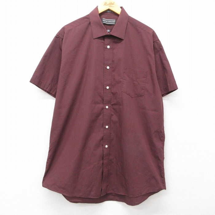 XL★古着 半袖 シャツ メンズ 90年代 90s 大きいサイズ ロング丈 エンジ 25jul14 中古 トップス