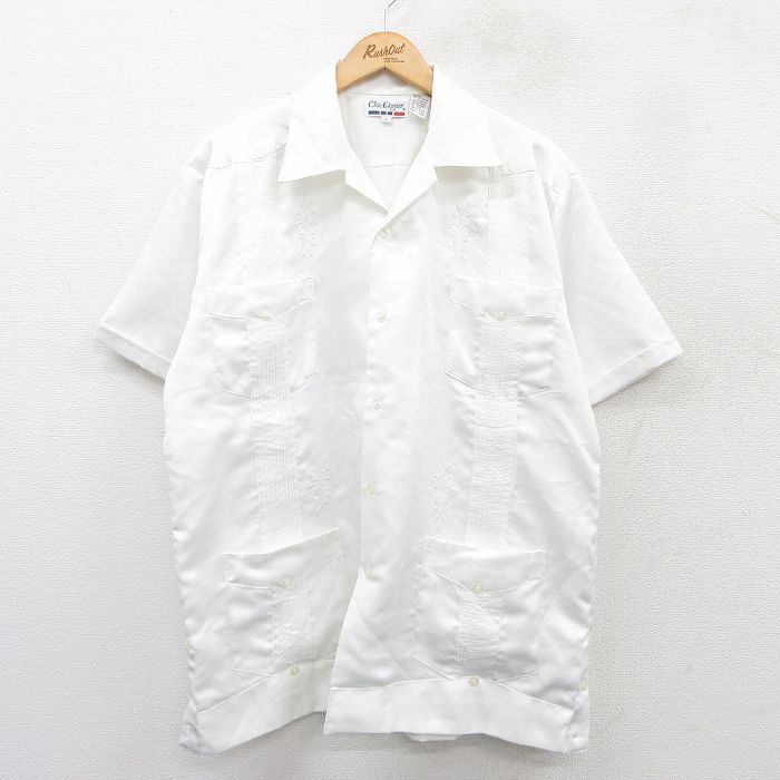 XL★古着 半袖 キューバ シャツ メンズ 00年代 00s 開襟 オープンカラー 白 ホワイト 25jul16 中古 トップス