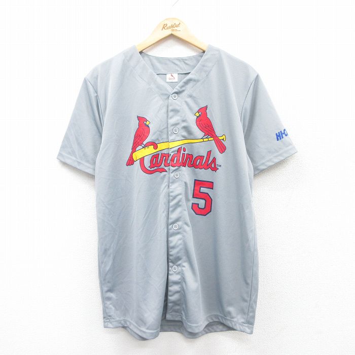 L★古着 半袖 ベースボール シャツ メンズ MLB セントルイスカージナルス アルバートプホルス 5 グレー メジャーリーグ 野球 25jul16 中古 トップス