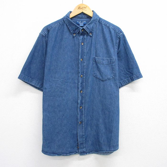 ピューリタン 半袖シャツ ネイビー XL | 古着