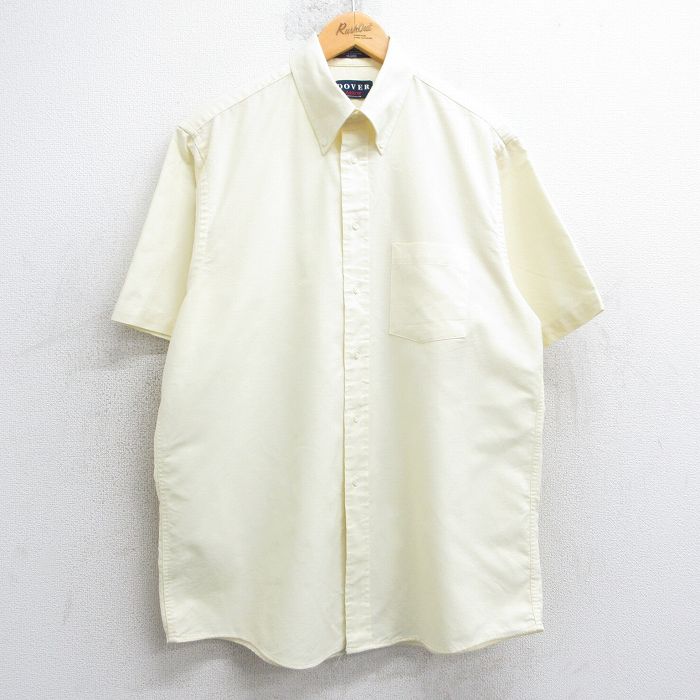 L★古着 アロー 半袖 シャツ メンズ 90年代 90s オックスフォード ロング丈 ボタンダウン 薄黄 イエロー 25jul30 中古 トップス