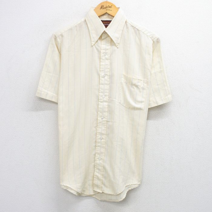 80s 半袖シャツ ストライプ イエロー M | 古着