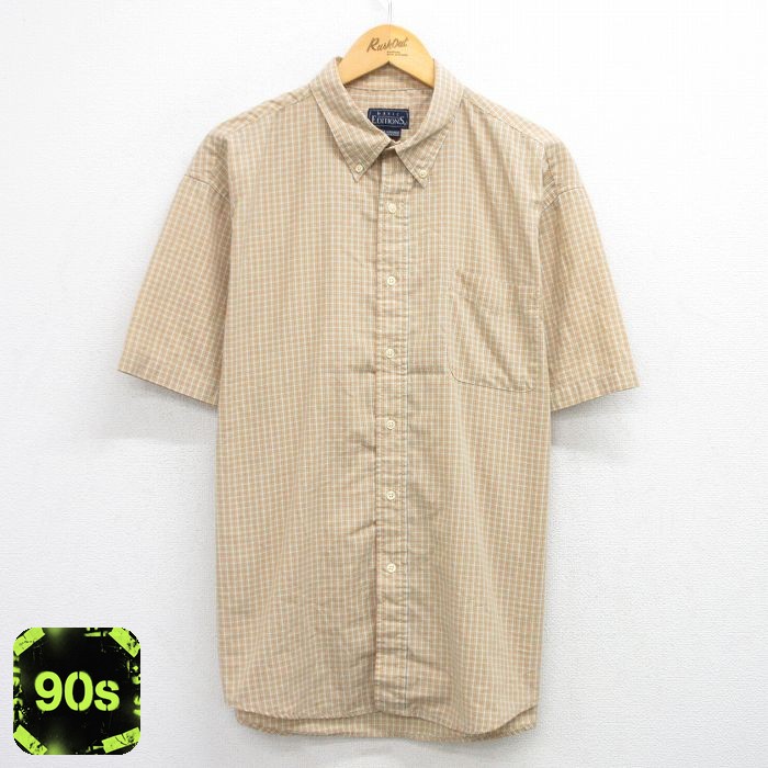 ベーシックエディションズ 90s 半袖シャツ チェック オレンジ XL | 古着