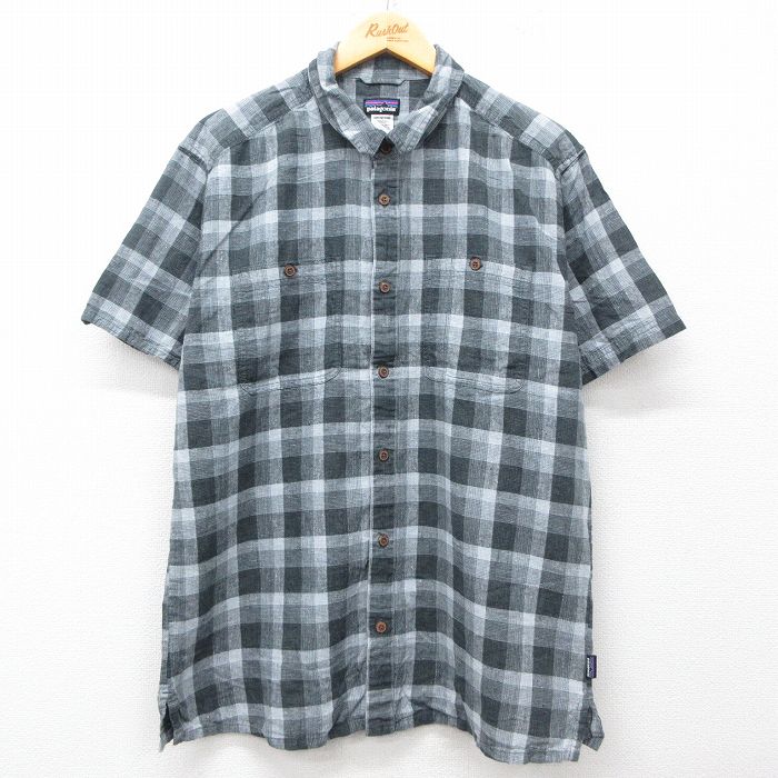 L★古着 パタゴニア patagonia 半袖 シャツ メンズ グレー他 チェック 25jul31 中古 トップス