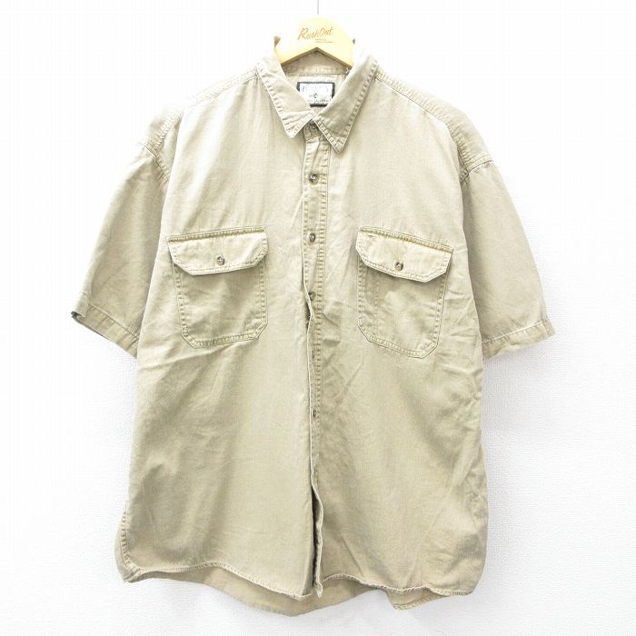 【50%OFF】XL★古着 ビューグルボーイ 半袖 シャツ メンズ 00年代 00s 大きいサイズ コットン ベージュ カーキ 25aug06 中古 トップス