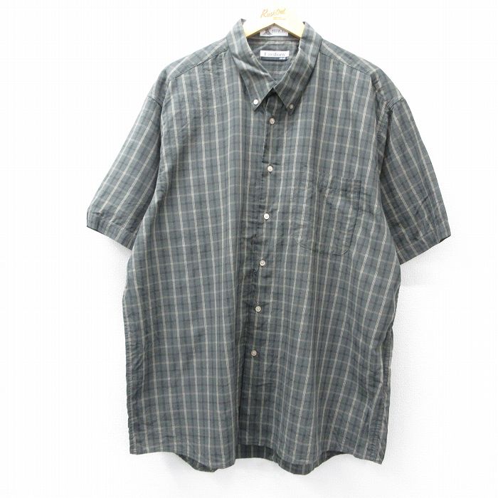 00s 半袖シャツ チェック グレー XL | 古着